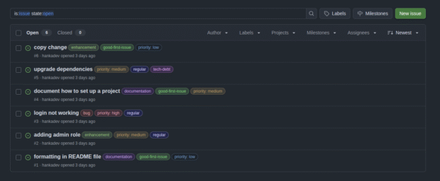 GitHub issues after running workflow