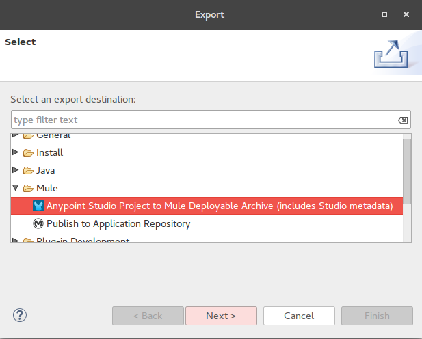Anypoint studio, project export