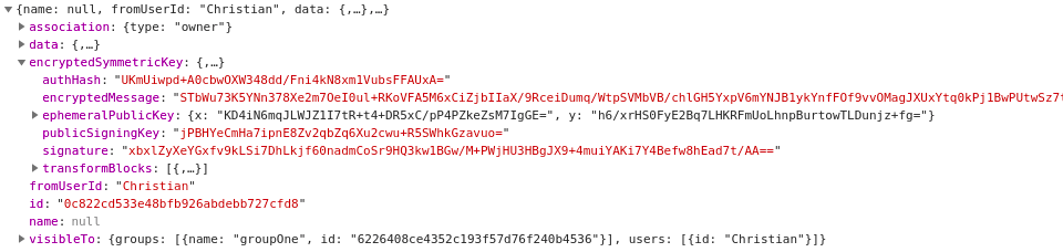Example of encrypted message in the store