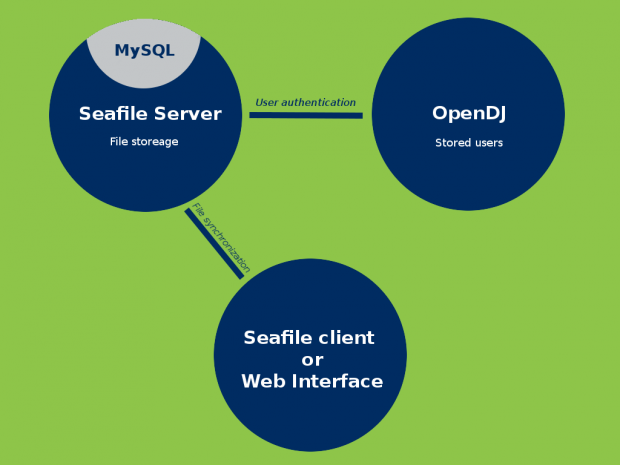 Seafile and OpenDJ diagram