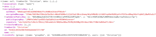 Example of encrypted message in the store